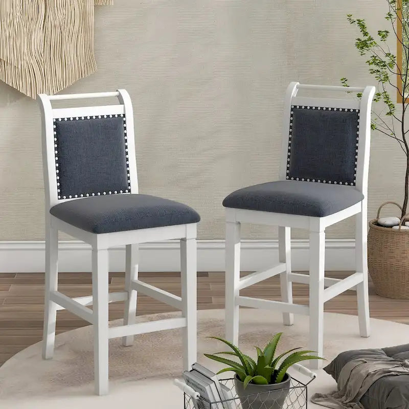 Ensemble de salle à manger de 3 pièces en bois, hauteur comptoir, avec table à rabat et 2 chaises