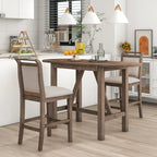 Ensemble de salle à manger de 3 pièces en bois, hauteur comptoir, avec table à rabat et 2 chaises