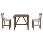 Ensemble de salle à manger de 3 pièces en bois, hauteur comptoir, avec table à rabat et 2 chaises