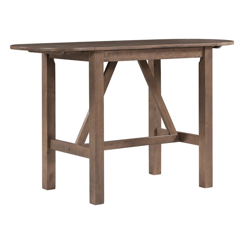 Ensemble de salle à manger de 3 pièces en bois, hauteur comptoir, avec table à rabat et 2 chaises