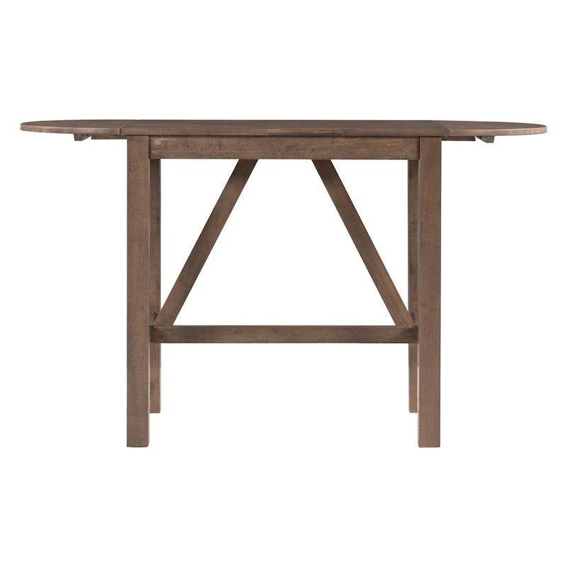 Ensemble de salle à manger de 3 pièces en bois, hauteur comptoir, avec table à rabat et 2 chaises