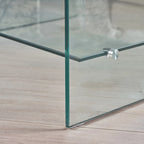 Table basse carrée en verre trempé transparent avec étagère de rangement