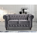 Causeuse Brooks en velours style chesterfield classique