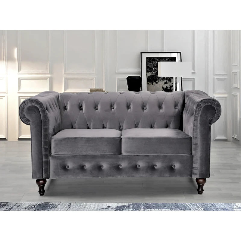 Causeuse Brooks en velours style chesterfield classique