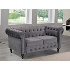 Causeuse Brooks en velours style chesterfield classique