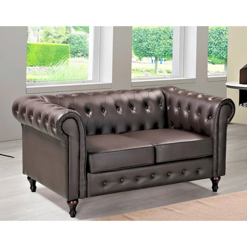 Causeuse Brooks en velours style chesterfield classique