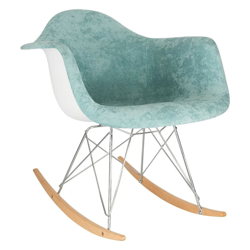 Fauteuil à bascule en velours – Monoplace, piètement Eiffel | Bleu sarcelle / Marron café / Gris nuage / Violet