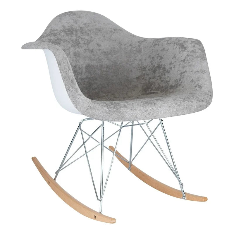 Fauteuil à bascule en velours – Monoplace, piètement Eiffel | Bleu sarcelle / Marron café / Gris nuage / Violet
