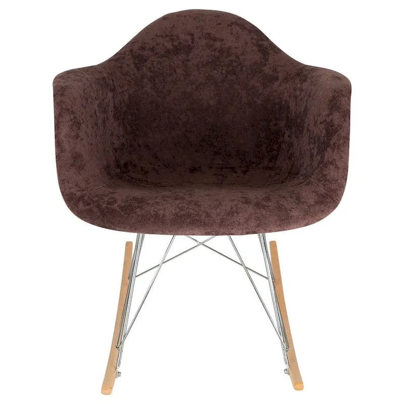 Fauteuil à bascule en velours – Monoplace, piètement Eiffel | Bleu sarcelle / Marron café / Gris nuage / Violet