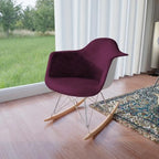 Fauteuil à bascule en velours – Monoplace, piètement Eiffel | Bleu sarcelle / Marron café / Gris nuage / Violet