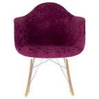 Fauteuil à bascule en velours – Monoplace, piètement Eiffel | Bleu sarcelle / Marron café / Gris nuage / Violet
