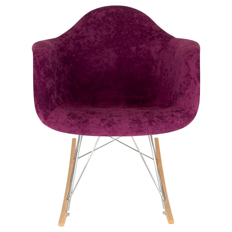 Fauteuil à bascule en velours – Monoplace, piètement Eiffel | Bleu sarcelle / Marron café / Gris nuage / Violet