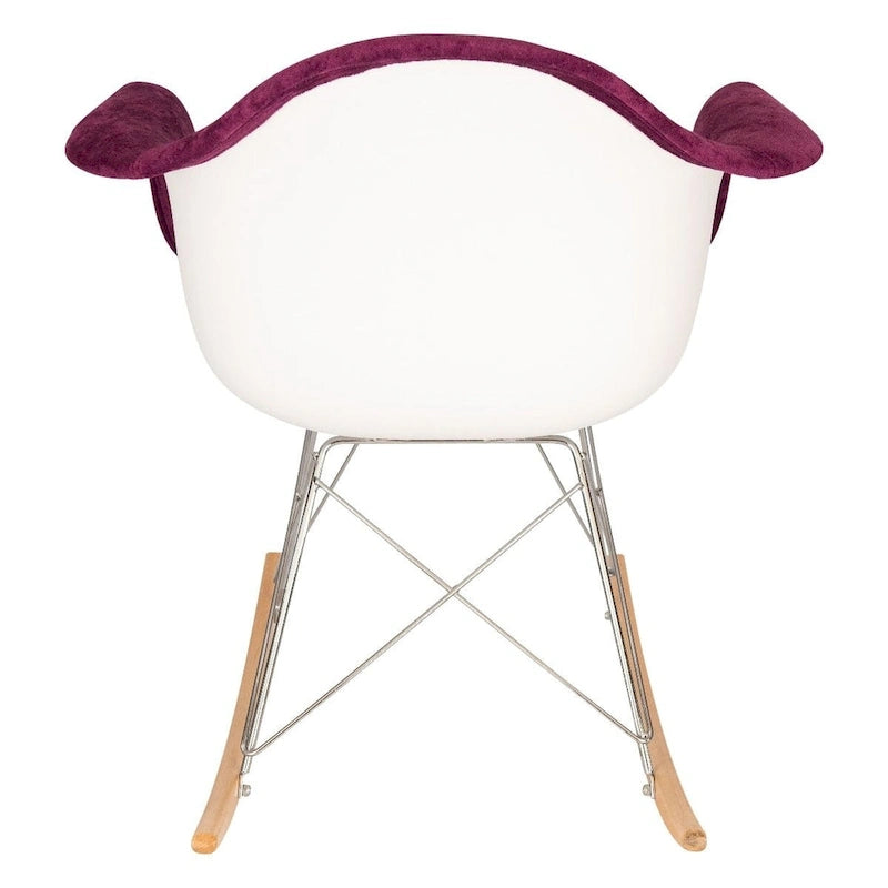Fauteuil à bascule en velours – Monoplace, piètement Eiffel | Bleu sarcelle / Marron café / Gris nuage / Violet