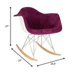 Fauteuil à bascule en velours – Monoplace, piètement Eiffel | Bleu sarcelle / Marron café / Gris nuage / Violet
