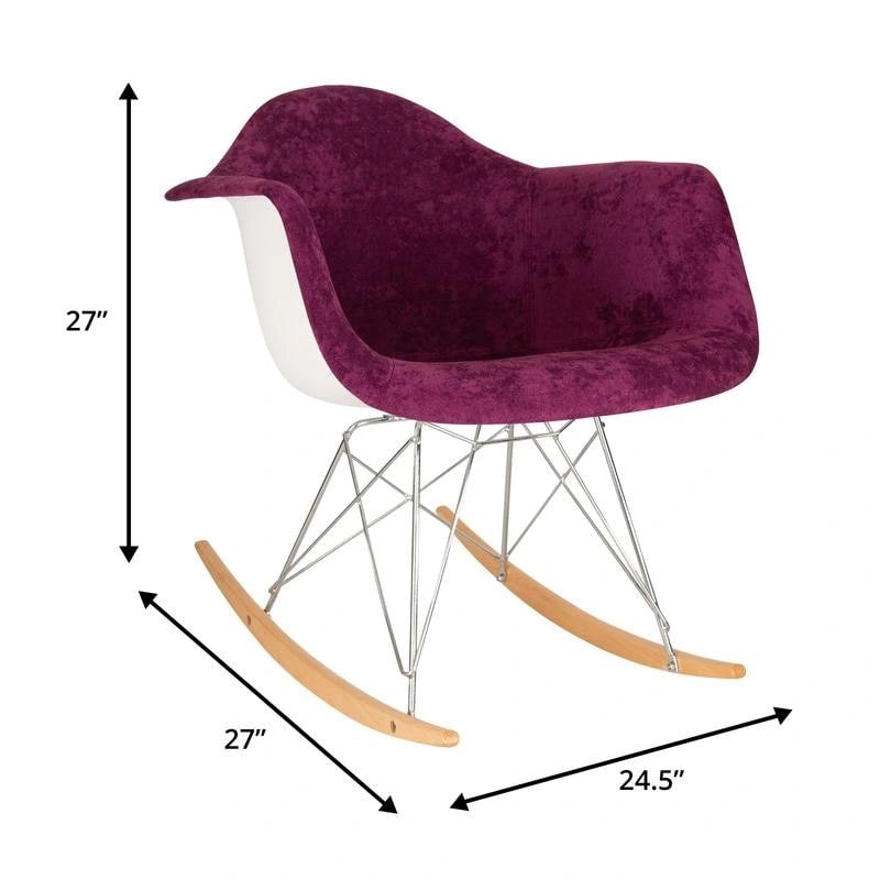 Fauteuil à bascule en velours – Monoplace, piètement Eiffel | Bleu sarcelle / Marron café / Gris nuage / Violet