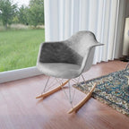 Fauteuil à bascule en velours – Monoplace, piètement Eiffel | Bleu sarcelle / Marron café / Gris nuage / Violet
