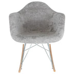 Fauteuil à bascule en velours – Monoplace, piètement Eiffel | Bleu sarcelle / Marron café / Gris nuage / Violet
