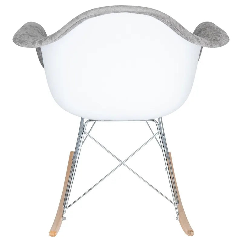 Fauteuil à bascule en velours – Monoplace, piètement Eiffel | Bleu sarcelle / Marron café / Gris nuage / Violet