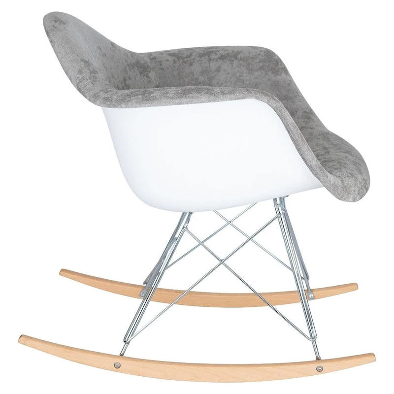 Fauteuil à bascule en velours – Monoplace, piètement Eiffel | Bleu sarcelle / Marron café / Gris nuage / Violet