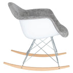 Fauteuil à bascule en velours – Monoplace, piètement Eiffel | Bleu sarcelle / Marron café / Gris nuage / Violet