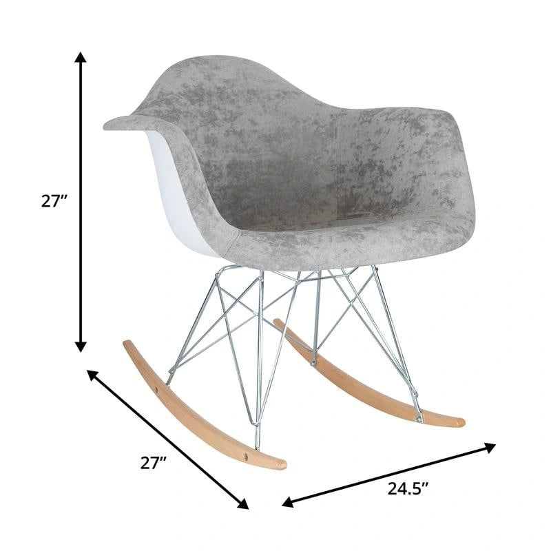 Fauteuil à bascule en velours – Monoplace, piètement Eiffel | Bleu sarcelle / Marron café / Gris nuage / Violet
