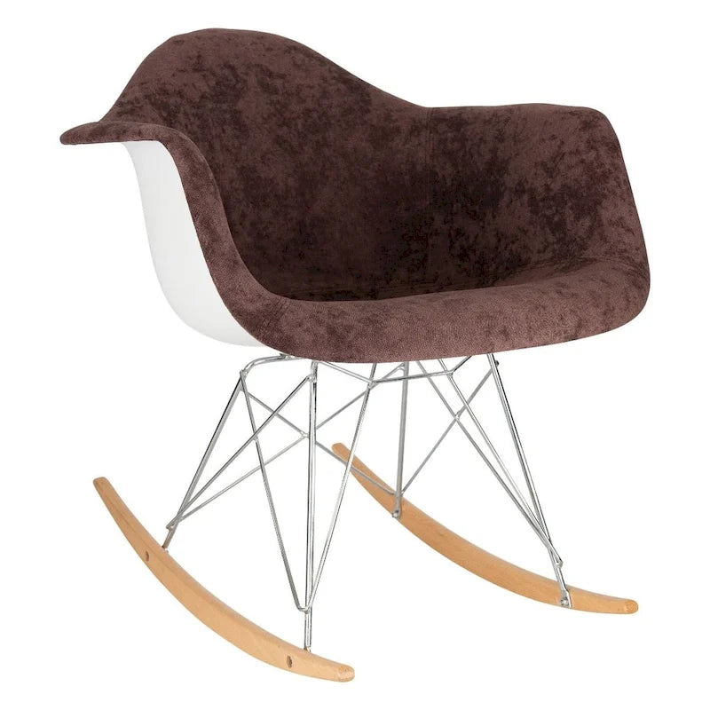 Fauteuil à bascule en velours – Monoplace, piètement Eiffel | Bleu sarcelle / Marron café / Gris nuage / Violet