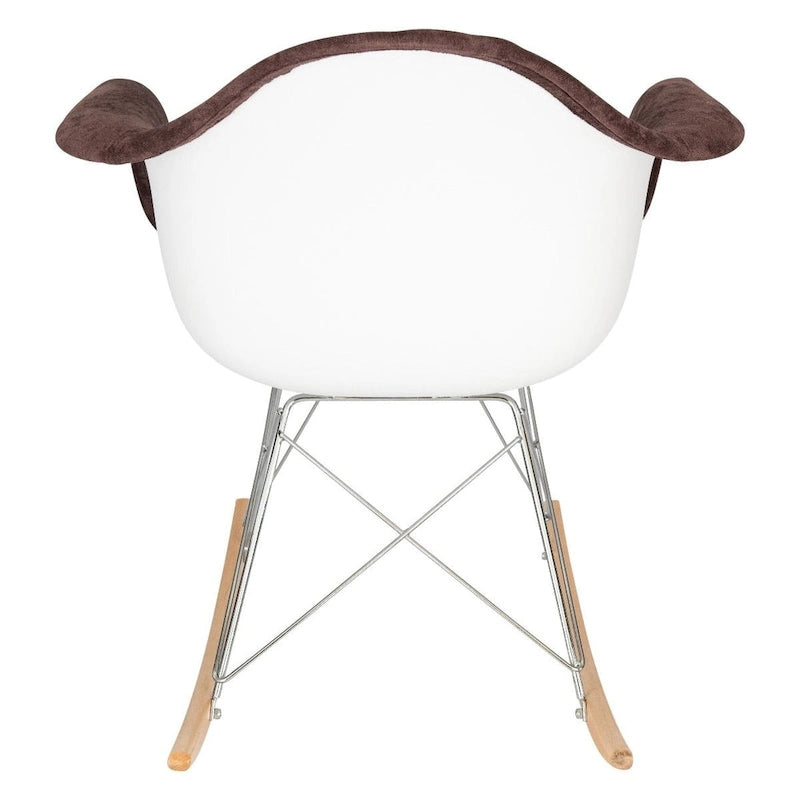 Fauteuil à bascule en velours – Monoplace, piètement Eiffel | Bleu sarcelle / Marron café / Gris nuage / Violet