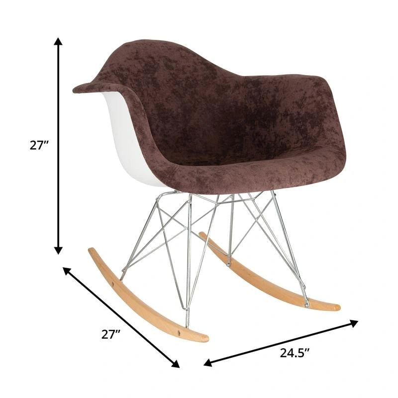 Fauteuil à bascule en velours – Monoplace, piètement Eiffel | Bleu sarcelle / Marron café / Gris nuage / Violet
