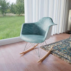Fauteuil à bascule en velours – Monoplace, piètement Eiffel | Bleu sarcelle / Marron café / Gris nuage / Violet
