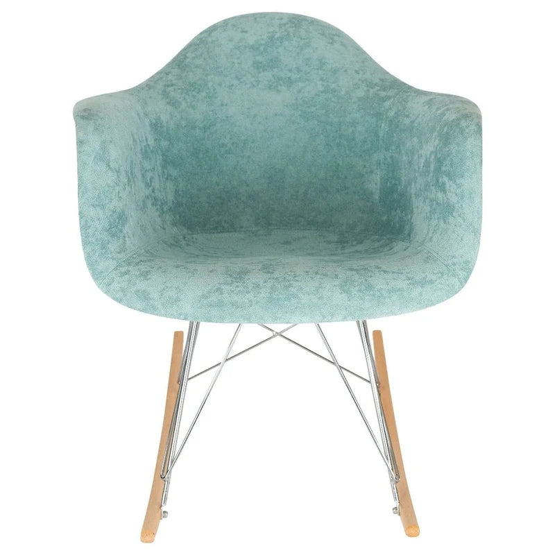 Fauteuil à bascule en velours – Monoplace, piètement Eiffel | Bleu sarcelle / Marron café / Gris nuage / Violet