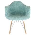 Fauteuil à bascule en velours – Monoplace, piètement Eiffel | Bleu sarcelle / Marron café / Gris nuage / Violet