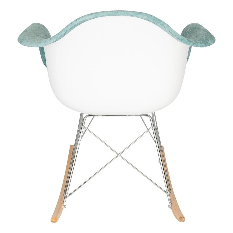 Fauteuil à bascule en velours – Monoplace, piètement Eiffel | Bleu sarcelle / Marron café / Gris nuage / Violet