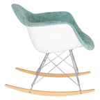 Fauteuil à bascule en velours – Monoplace, piètement Eiffel | Bleu sarcelle / Marron café / Gris nuage / Violet