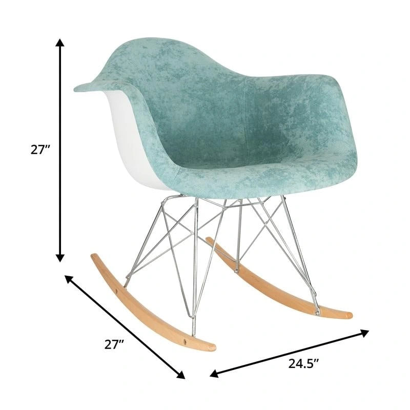 Fauteuil à bascule en velours – Monoplace, piètement Eiffel | Bleu sarcelle / Marron café / Gris nuage / Violet