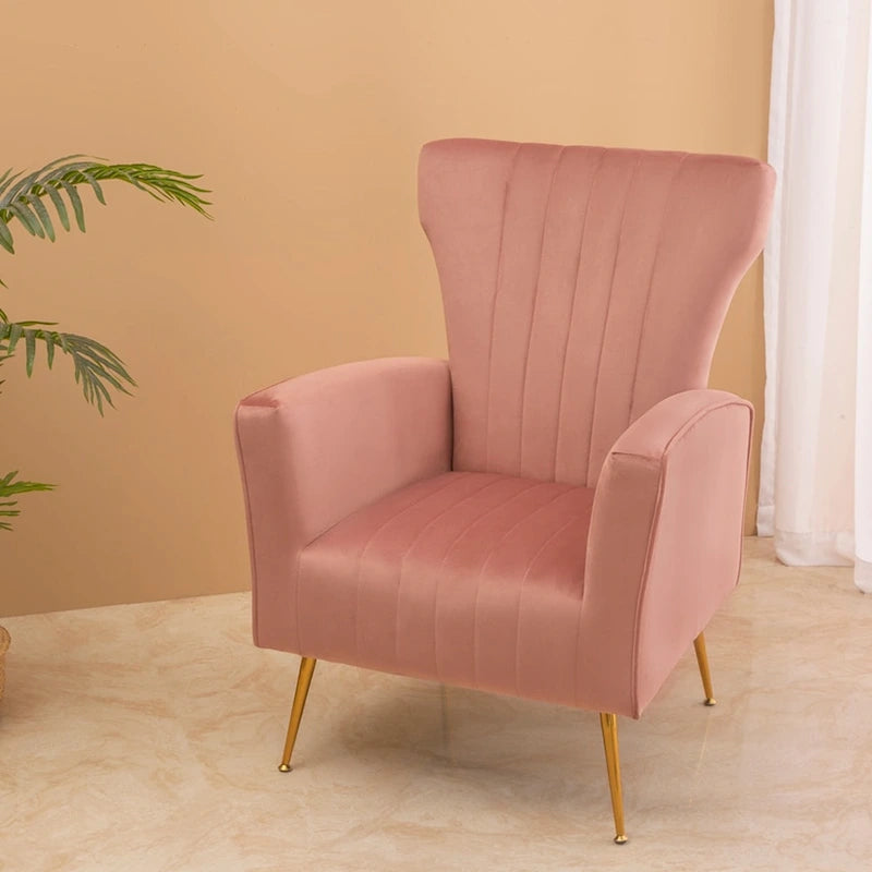 Fauteuil d'appoint en velours avec pieds dorés