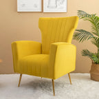 Fauteuil d'appoint en velours avec pieds dorés