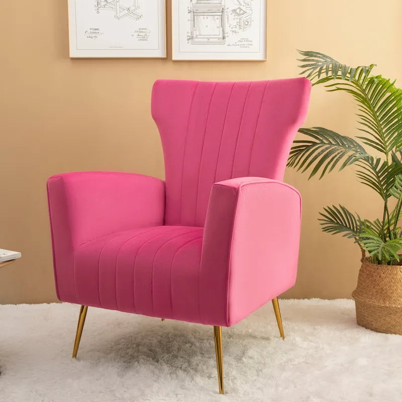 Fauteuil d'appoint en velours avec pieds dorés
