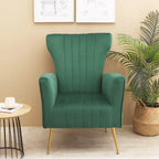 Fauteuil d'appoint en velours avec pieds dorés