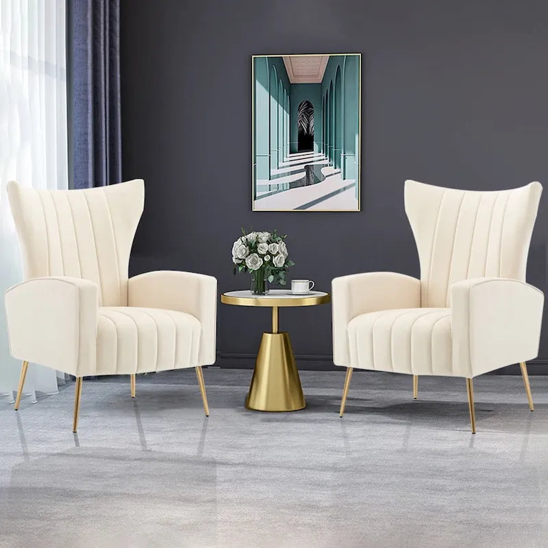 Fauteuil d'appoint en velours avec pieds dorés