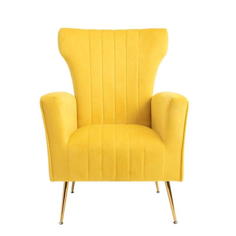 Fauteuil d'appoint en velours avec pieds dorés