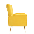 Fauteuil d'appoint en velours avec pieds dorés