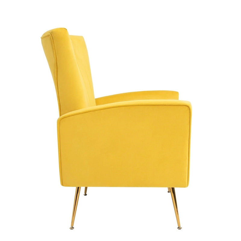 Fauteuil d'appoint en velours avec pieds dorés
