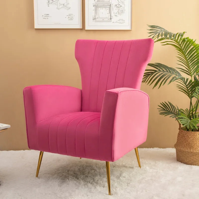 Fauteuil d'appoint en velours avec pieds dorés