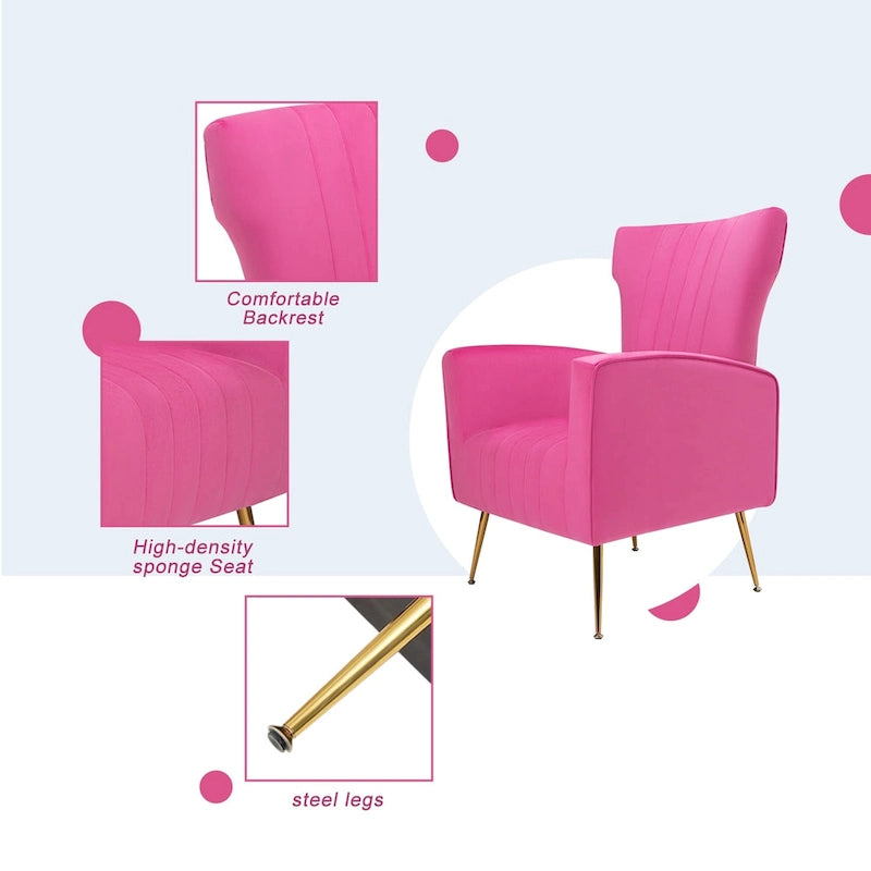 Fauteuil d'appoint en velours avec pieds dorés
