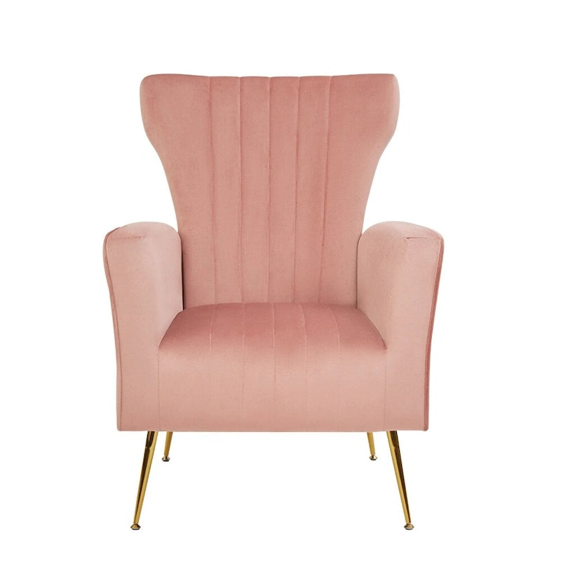 Fauteuil d'appoint en velours avec pieds dorés
