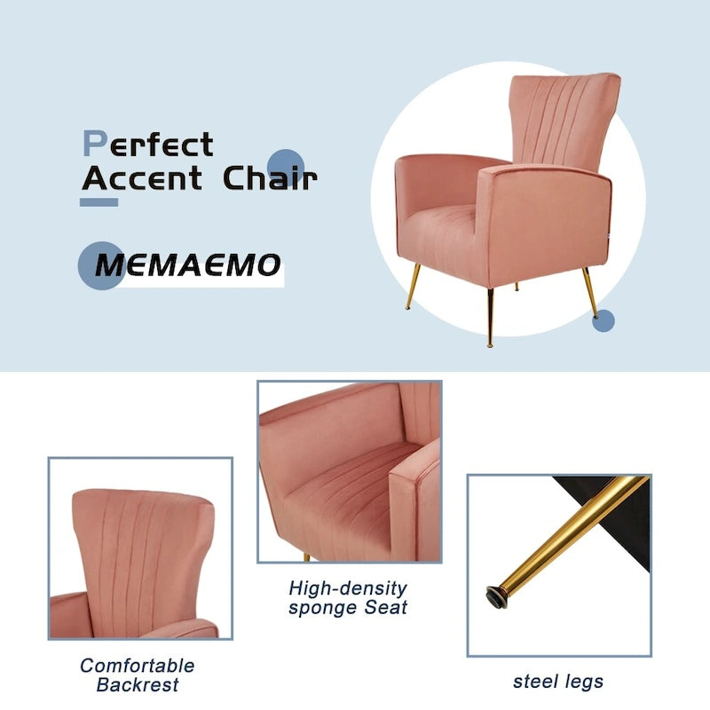 Fauteuil d'appoint en velours avec pieds dorés