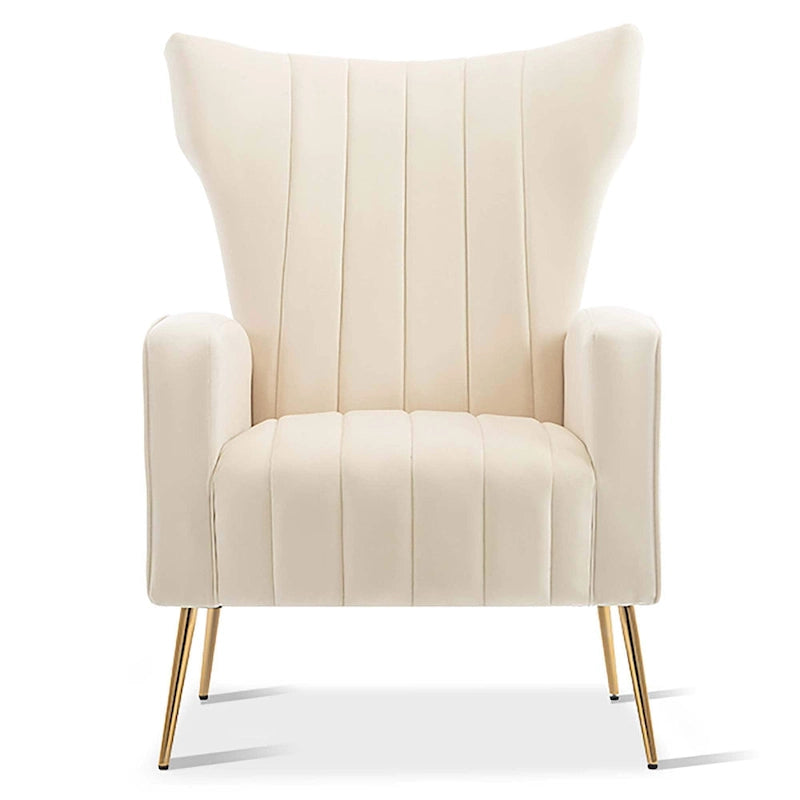 Fauteuil d'appoint en velours avec pieds dorés
