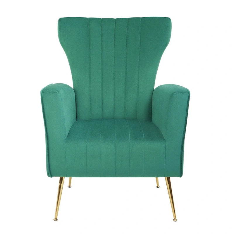 Fauteuil d'appoint en velours avec pieds dorés