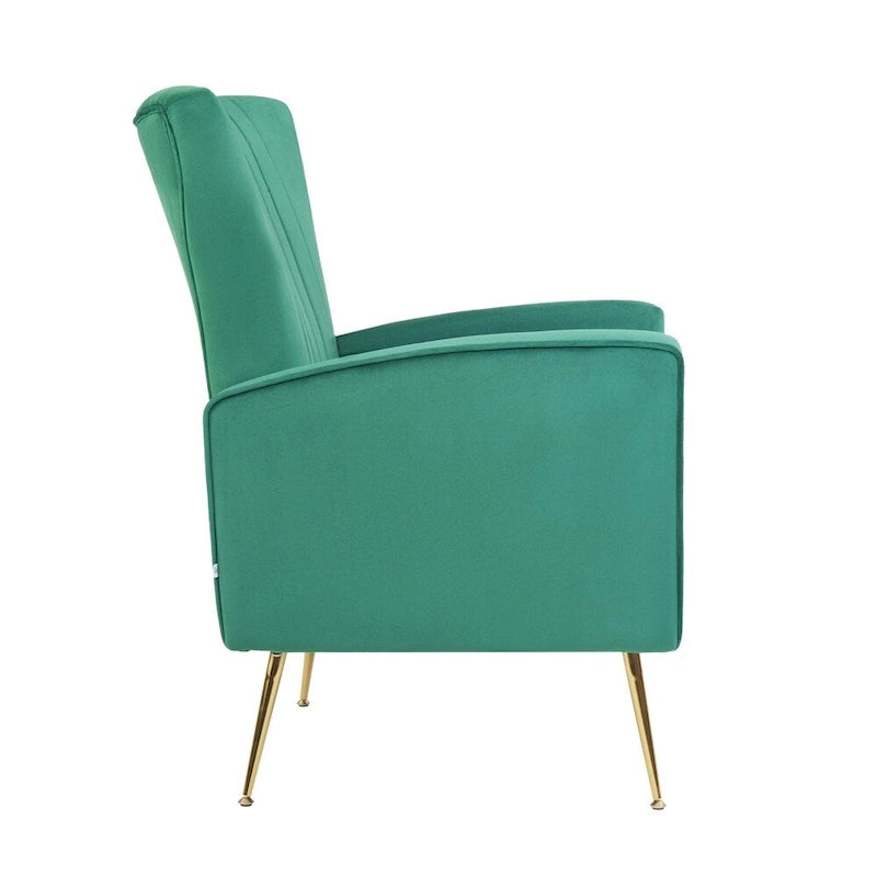 Fauteuil d'appoint en velours avec pieds dorés