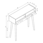 Table console Mid-Century Moderne | Espresso / Noir / Noyer / Vieilli | 2 étagères | 1 personne